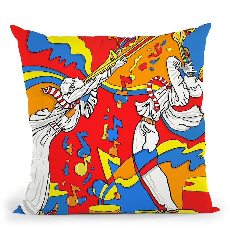 Horn Duo Throw Pillow By Howie Green - All About Vibe