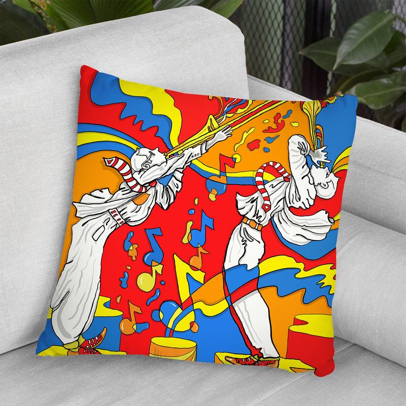 Horn Duo Throw Pillow By Howie Green - All About Vibe