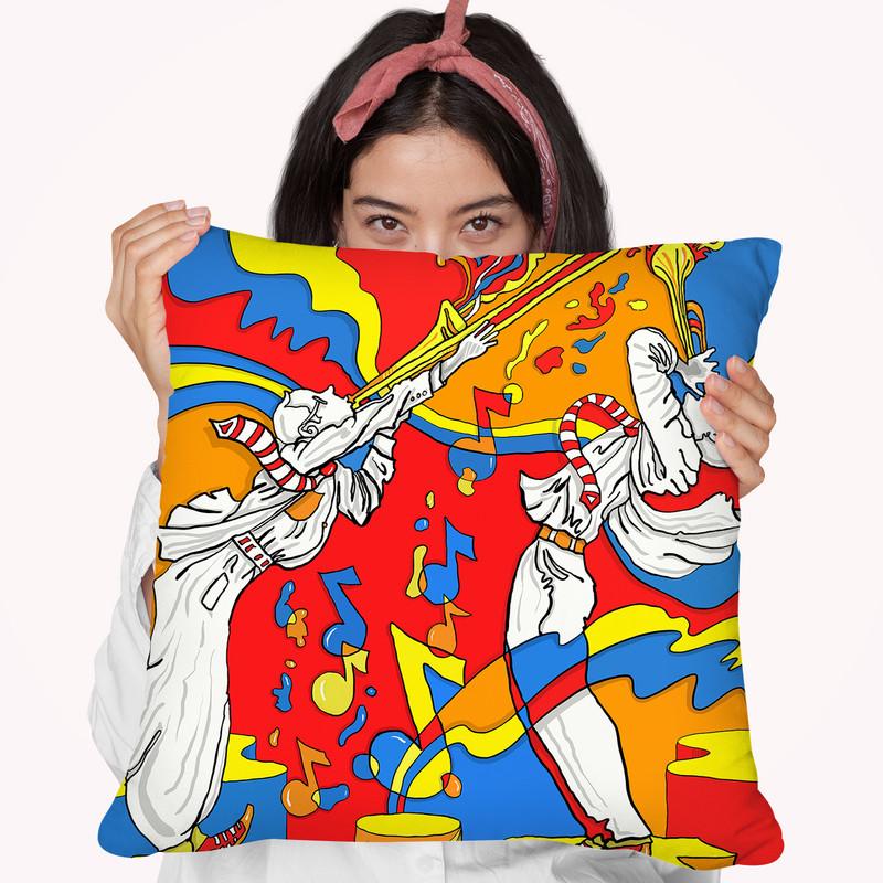 Horn Duo Throw Pillow By Howie Green - All About Vibe