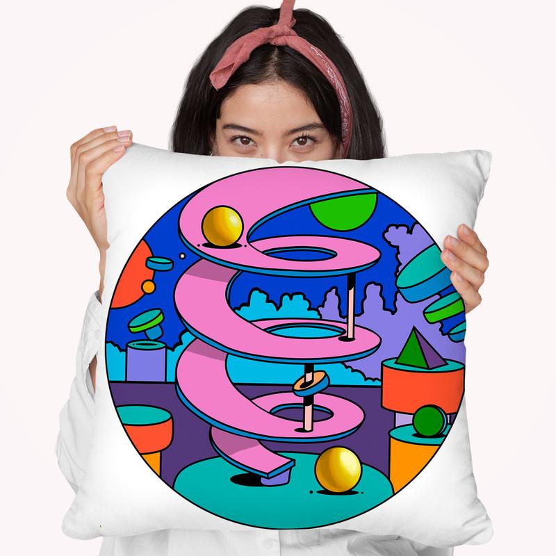 Pink Ramp Circle Throw Pillow By Howie Green - All About Vibe