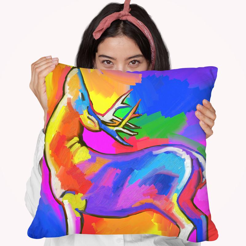 Pop Art Deer 2 Throw Pillow By Howie Green - All About Vibe