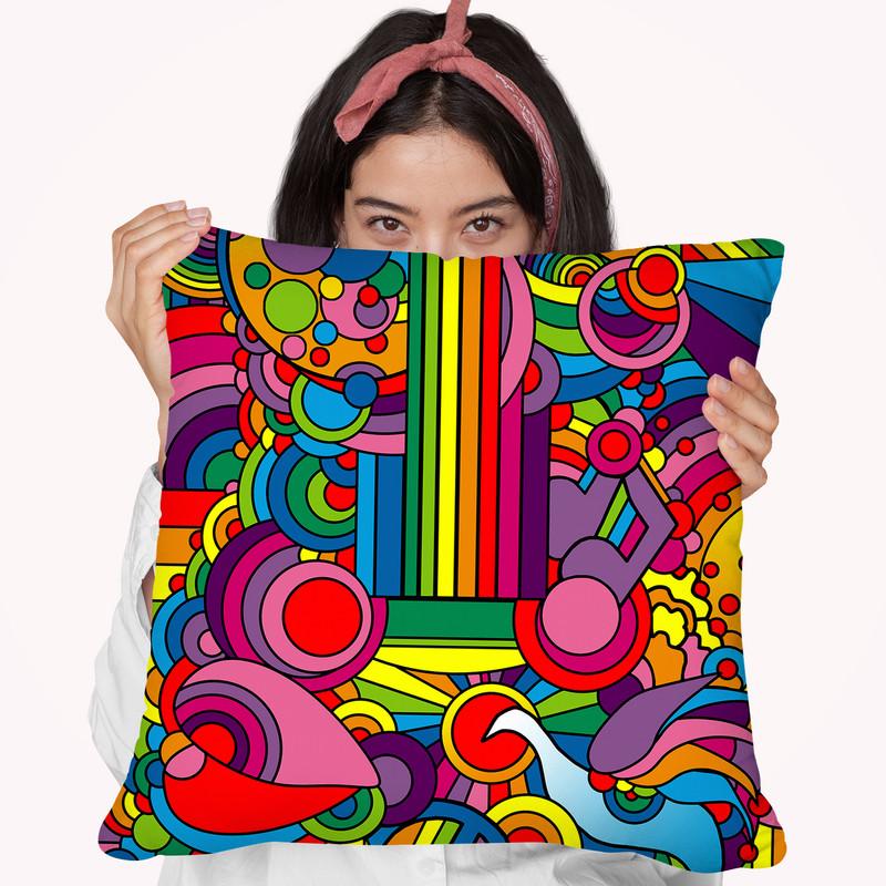 Pop Art Guitar Motif 916 Throw Pillow By Howie Green - All About Vibe