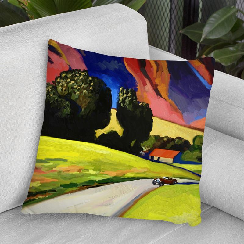 Pop Art Retro Landscape 916 Throw Pillow By Howie Green - All About Vibe