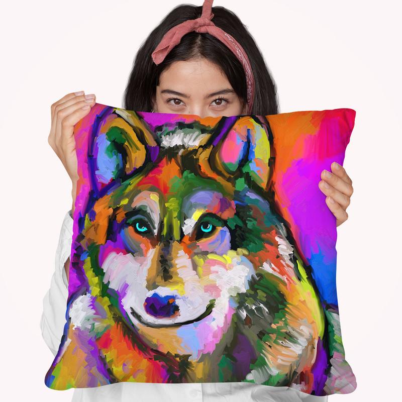 Pop Art Wolf 1 Throw Pillow By Howie Green - All About Vibe