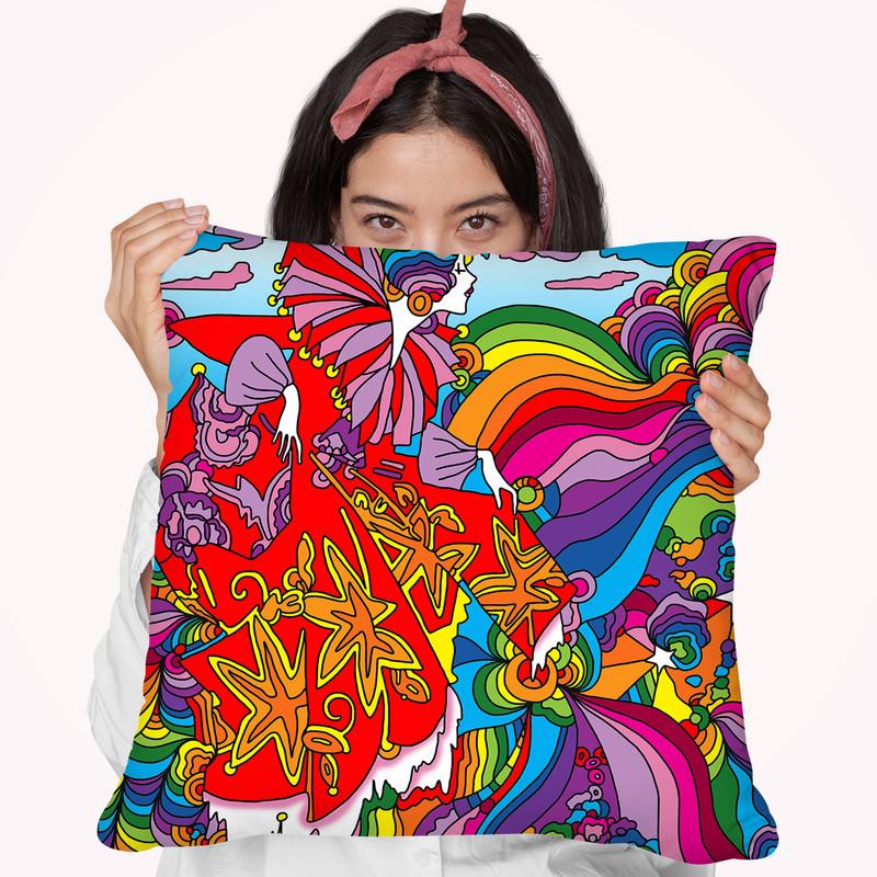 Rainbow Queen Throw Pillow By Howie Green - All About Vibe