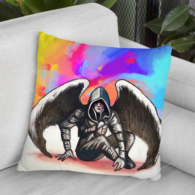 Pop-Art-Angel-Warrior Throw Pillow By Howie Green - All About Vibe