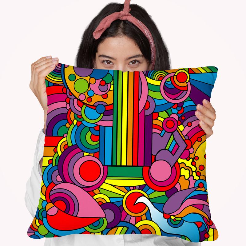 Pop-Art-Guitar-916 Throw Pillow By Howie Green - All About Vibe