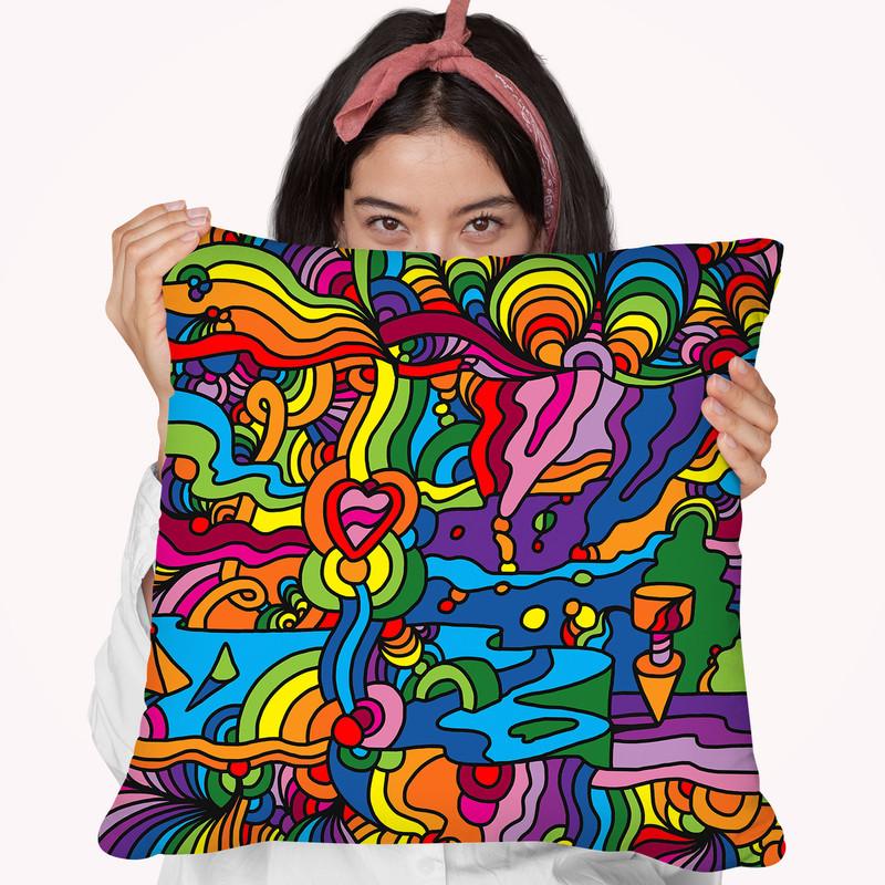 Pop-Art-Mambo-216B Throw Pillow By Howie Green - All About Vibe