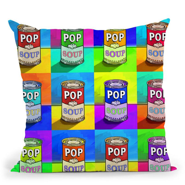Pop-Art-Soup Throw Pillow By Howie Green - All About Vibe