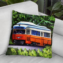 Orange Trolley Throw Pillow By Howie Green - All About Vibe
