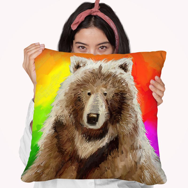 Pop Art Bear 1216 Throw Pillow By Howie Green - All About Vibe