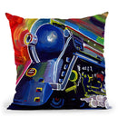 Pop Art Blue Train Throw Pillow By Howie Green - All About Vibe