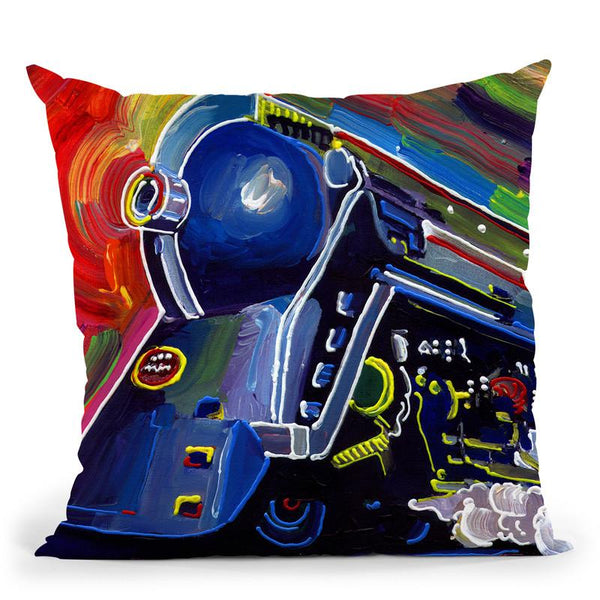 Pop Art Blue Train Throw Pillow By Howie Green - All About Vibe