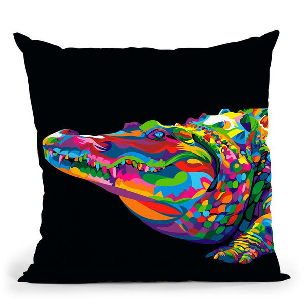 Crocodile Smile Throw Pillow By Bob Weer - All About Vibe