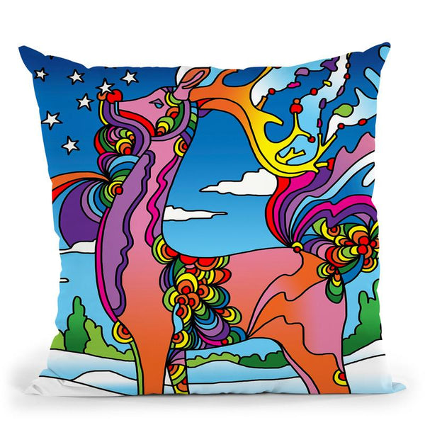 Pop Art Reindeer Throw Pillow By Howie Green - All About Vibe