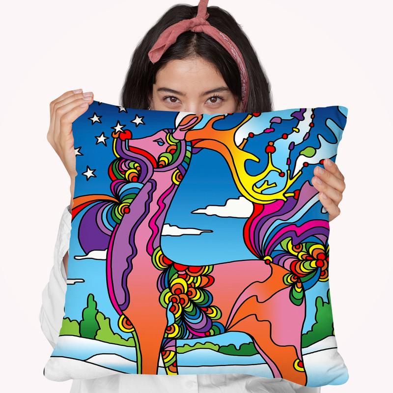 Pop Art Reindeer Throw Pillow By Howie Green - All About Vibe