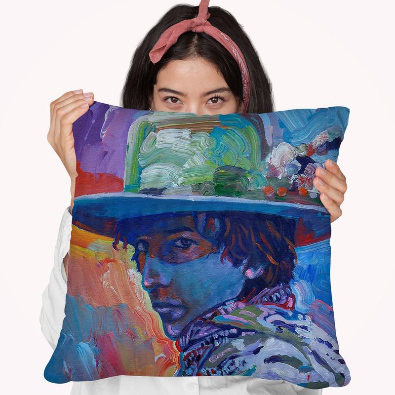 Bob Dylan 70S Throw Pillow By Howie Green - All About Vibe