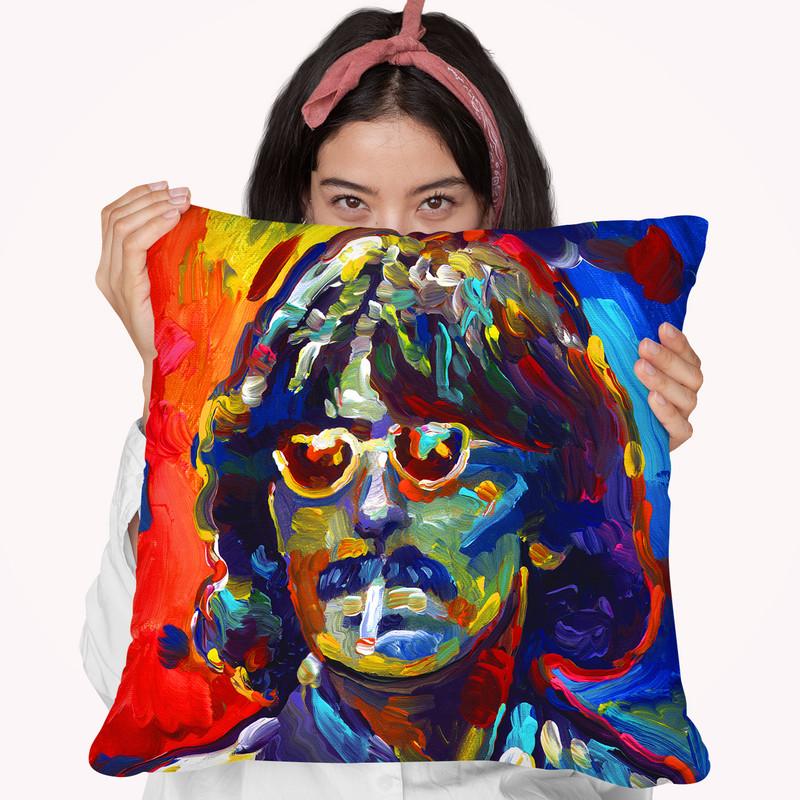 George Harrison Glasses Throw Pillow By Howie Green - All About Vibe