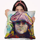 John Lennon Hat Throw Pillow By Howie Green - All About Vibe
