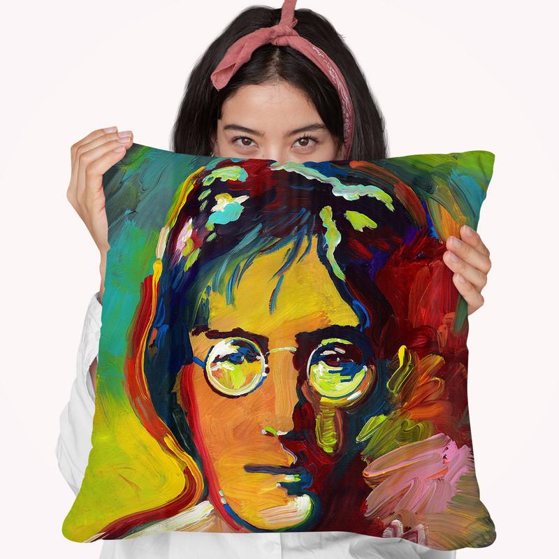 John Lennon Throw Pillow By Howie Green - All About Vibe