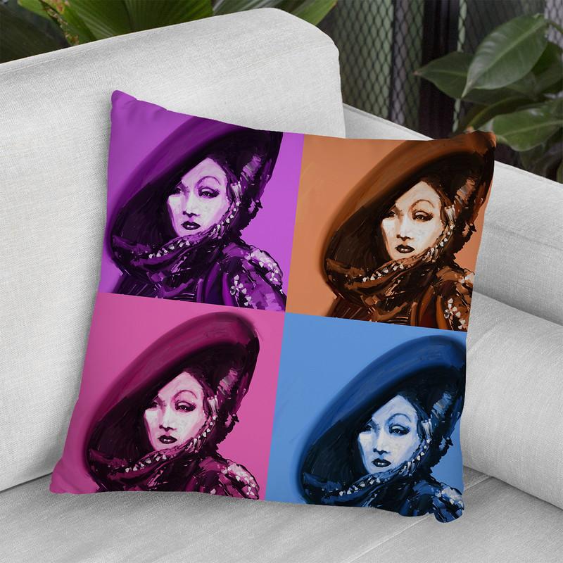 Marlene Dietrich 4Up Throw Pillow By Howie Green - All About Vibe
