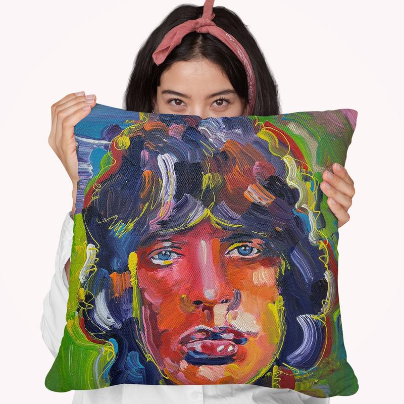 Mick Jagger Throw Pillow By Howie Green - All About Vibe