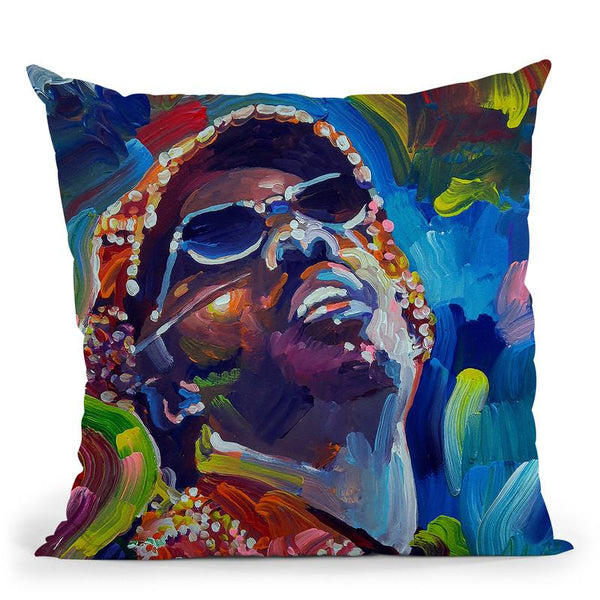 Stevie Wonder Throw Pillow By Howie Green - All About Vibe