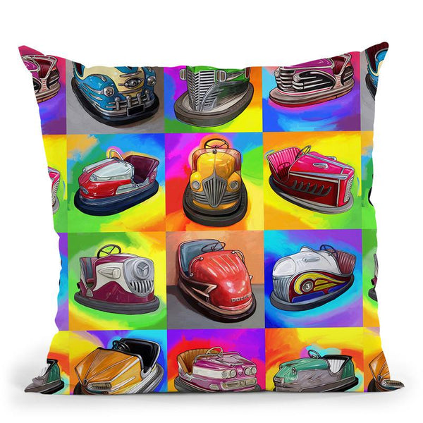 Pop-Art-Bumper-Cars Throw Pillow By Howie Green - All About Vibe