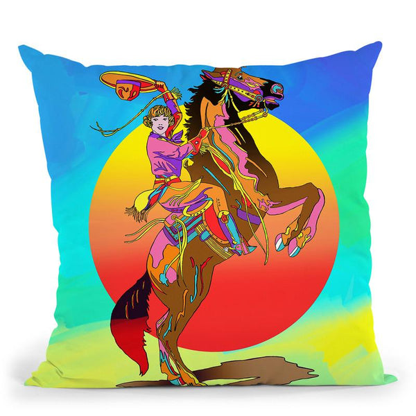 Pop-Art-Cowgirl Throw Pillow By Howie Green - All About Vibe