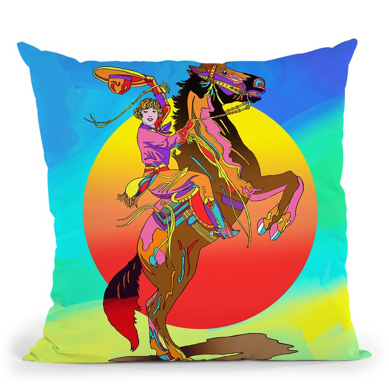 Pop-Art-Cowgirl Throw Pillow By Howie Green - All About Vibe