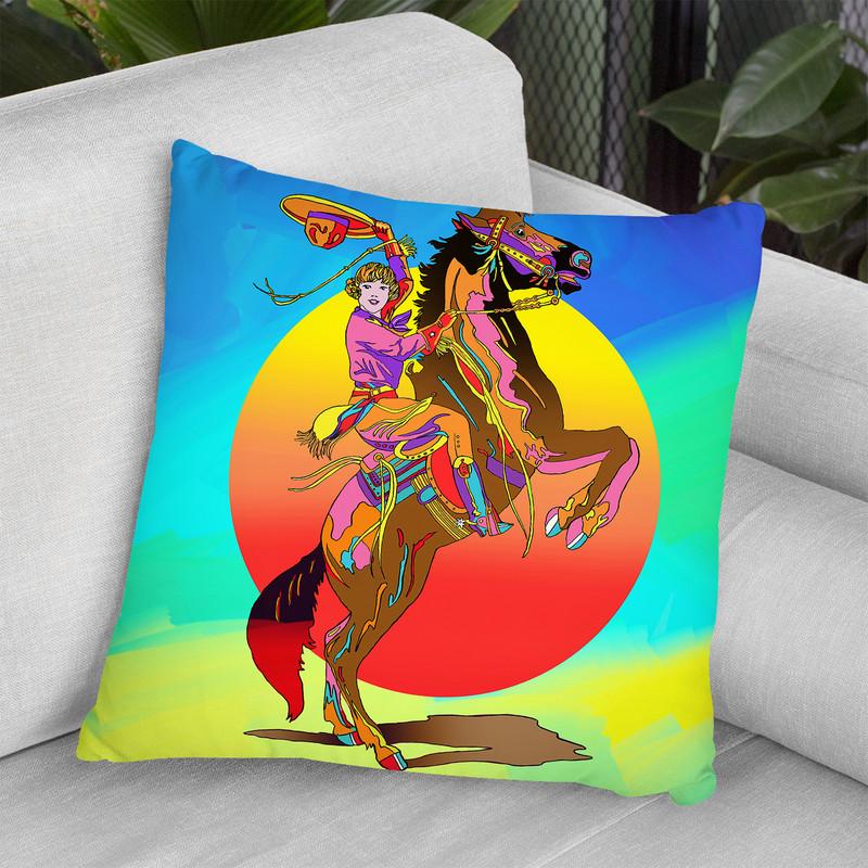 Pop-Art-Cowgirl Throw Pillow By Howie Green - All About Vibe