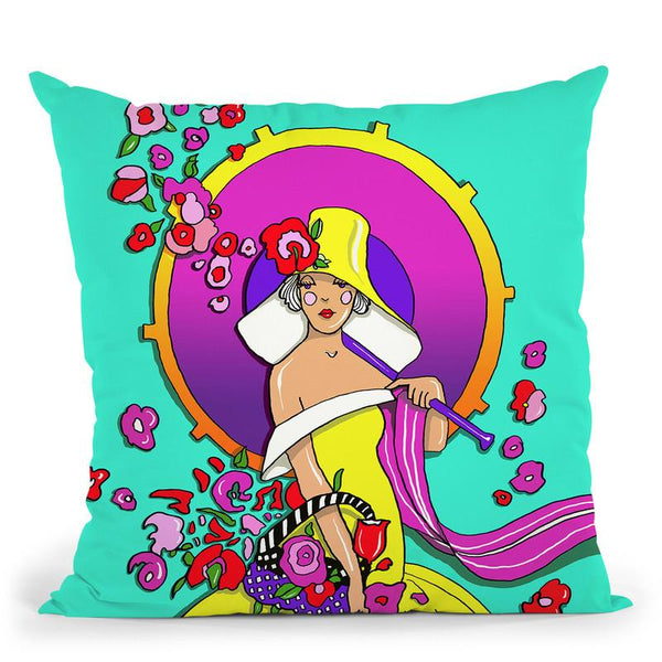 Pop-Art-Deco-Lady-217 Throw Pillow By Howie Green - All About Vibe