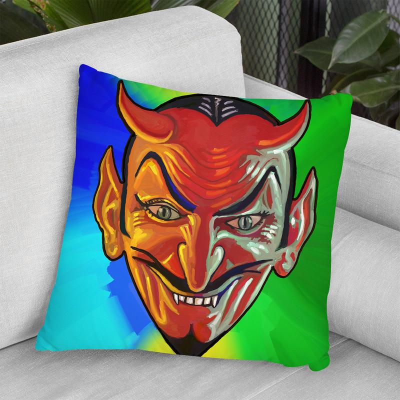 Pop-Art-Devil-Face Throw Pillow By Howie Green - All About Vibe