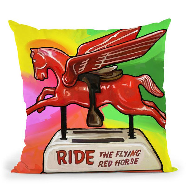 Pop-Art-Flying-Horse-Ride Throw Pillow By Howie Green - All About Vibe