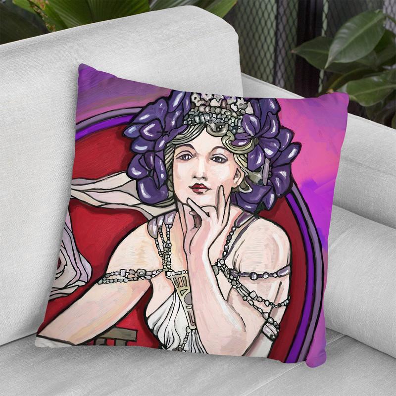 Pop-Art-Mucha-Lady-217 Throw Pillow By Howie Green - All About Vibe