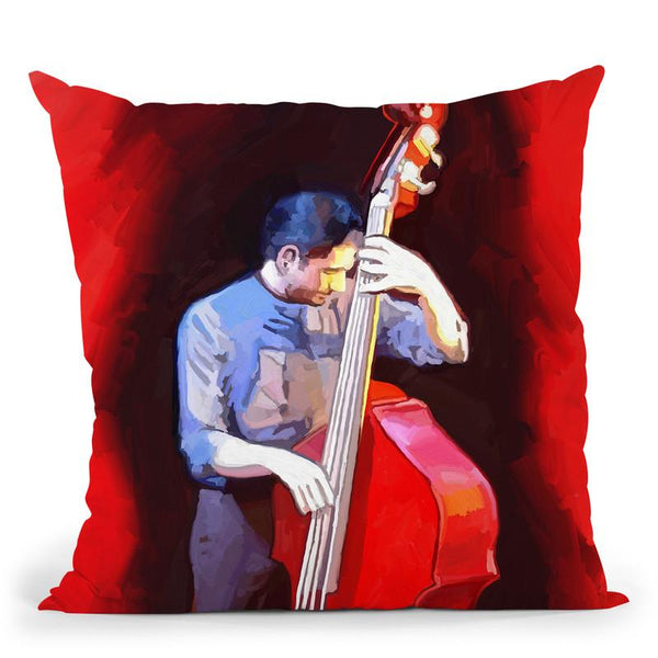 Bass-Player Throw Pillow By Howie Green - All About Vibe