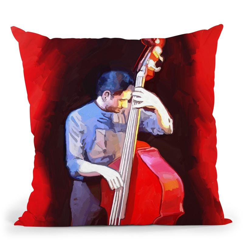 Bass-Player Throw Pillow By Howie Green - All About Vibe