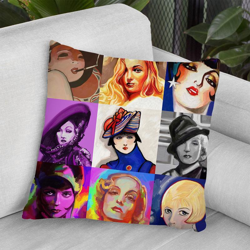 Glamour-Girls Throw Pillow By Howie Green - All About Vibe