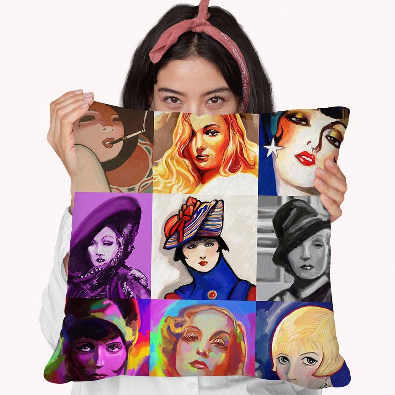 Glamour-Girls Throw Pillow By Howie Green - All About Vibe