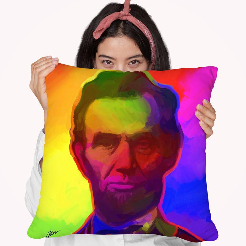 Pop-Art-Abe-Lincoln Throw Pillow By Howie Green - All About Vibe