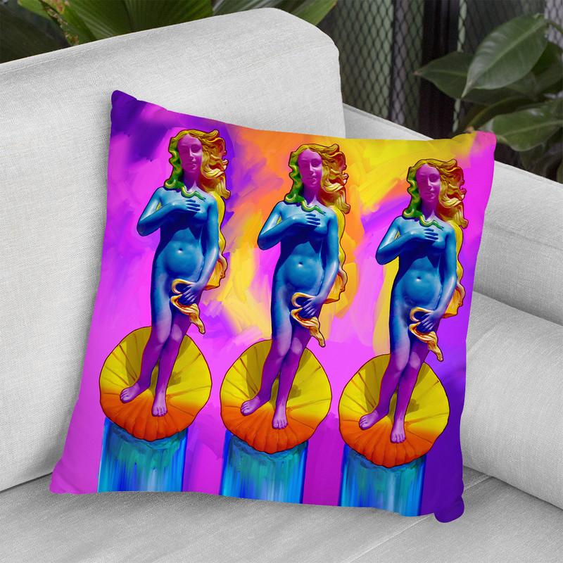 Pop-Art-Boticelli-Venus Throw Pillow By Howie Green - All About Vibe