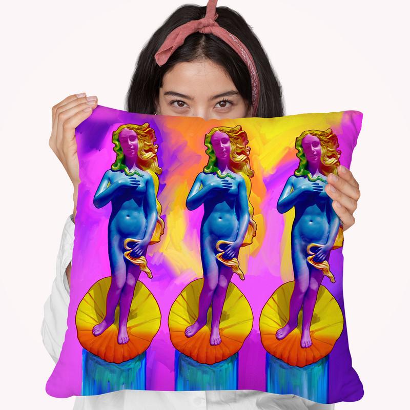 Pop-Art-Boticelli-Venus Throw Pillow By Howie Green - All About Vibe