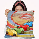 Pop-Art-Retro-Toy-Race-Cars Throw Pillow By Howie Green - All About Vibe