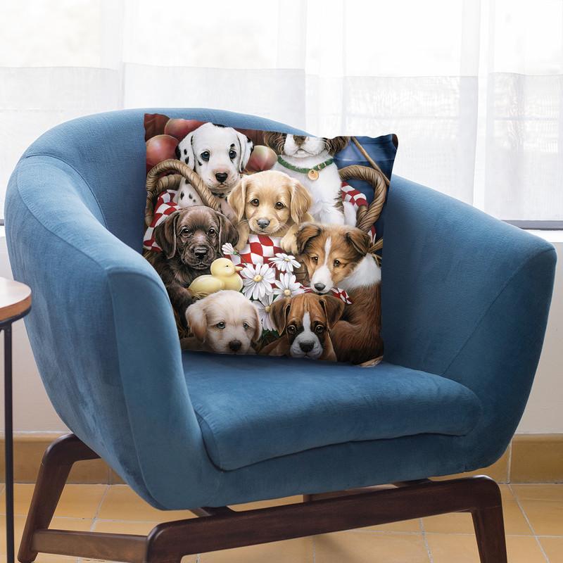 Puppy Pals Throw Pillow By Jenny Newland - All About Vibe