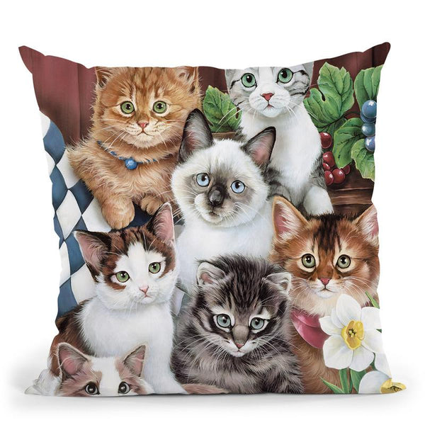 Cuddly Kittens Throw Pillow By Jenny Newland - All About Vibe
