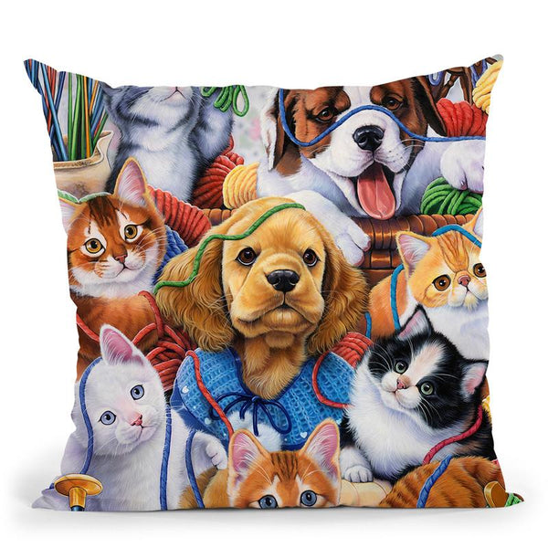 Yarn Buddies Throw Pillow By Jenny Newland - All About Vibe