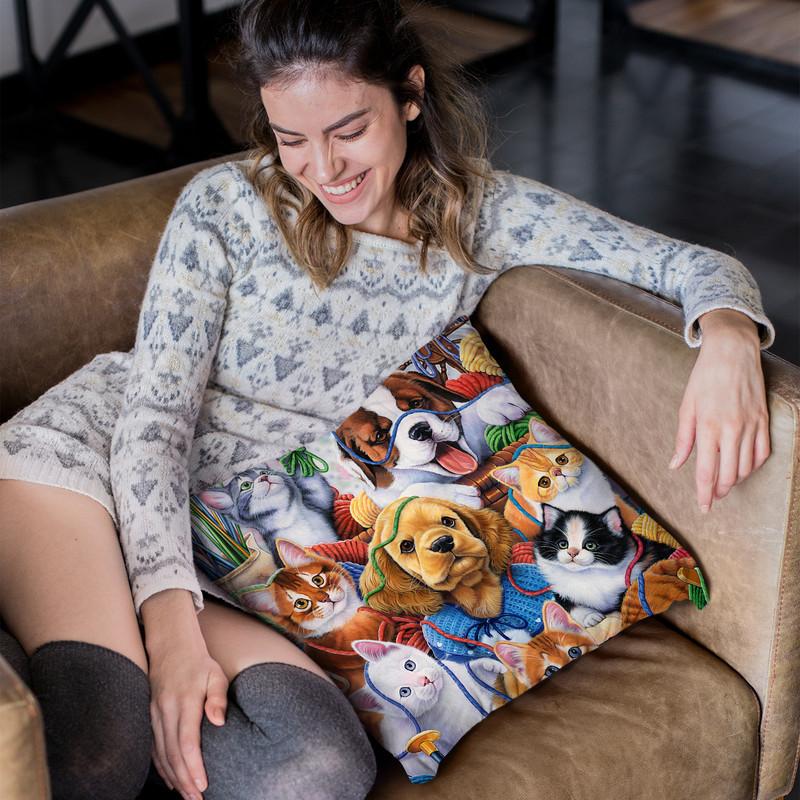 Yarn Buddies Throw Pillow By Jenny Newland - All About Vibe