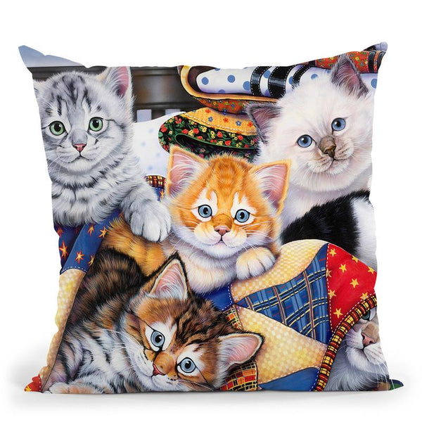 Cozy Kittens Throw Pillow By Jenny Newland - All About Vibe
