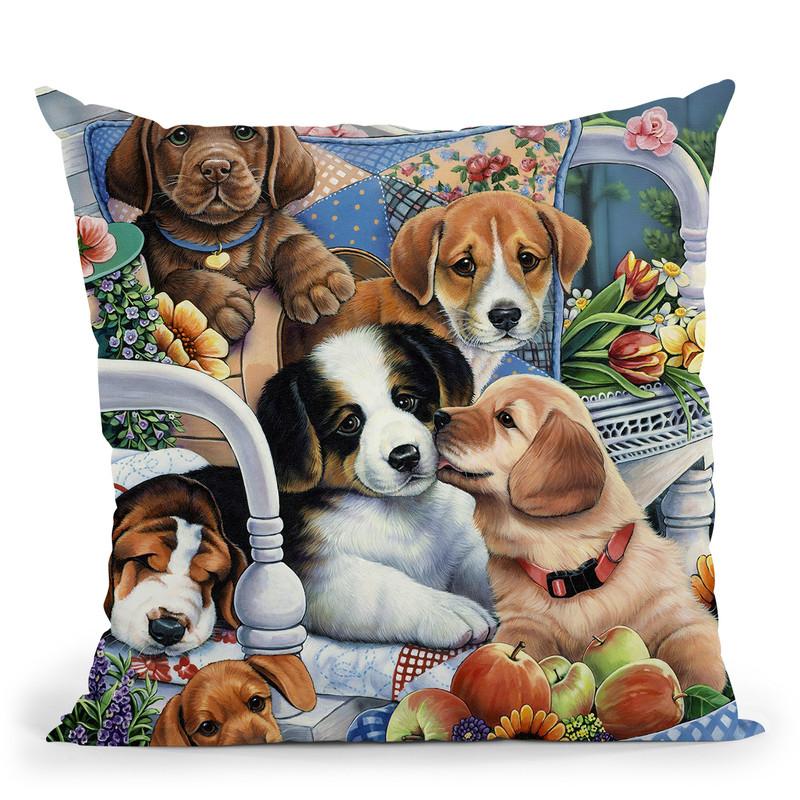 Country Pups Throw Pillow By Jenny Newland - All About Vibe