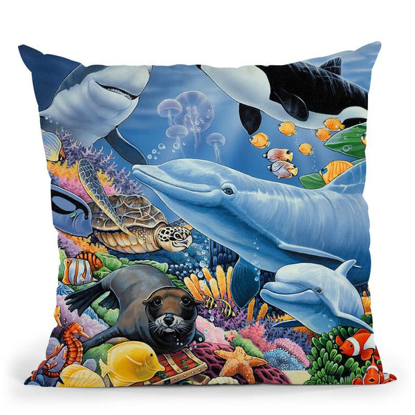 Sealife Throw Pillow By Jenny Newland - All About Vibe